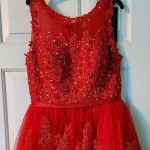 Red Cocktail dress with sequins.